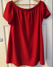 Boohoo Red Off-Shoulder Short Dress Size UK 14