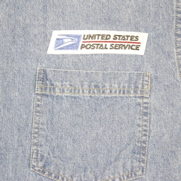 Camisa de trabajo vaquera vintage del Servicio Postal de los Estados Unidos USPS manga larga para mujer L Foto 4 de 4