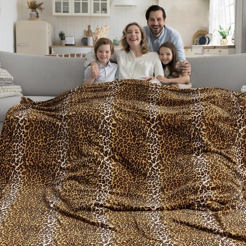 Fleece Queen Size Super Soft Cozy Leopard Print Blanket for Couch Bed, Cheeta...