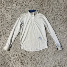 Girl’s Size M White Essex Classics Long Sleeve Horseback Riding Show Shirt