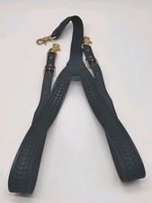 Black Leather Tooled Suspenders For Holster / Belt Metal Pant Clips XL