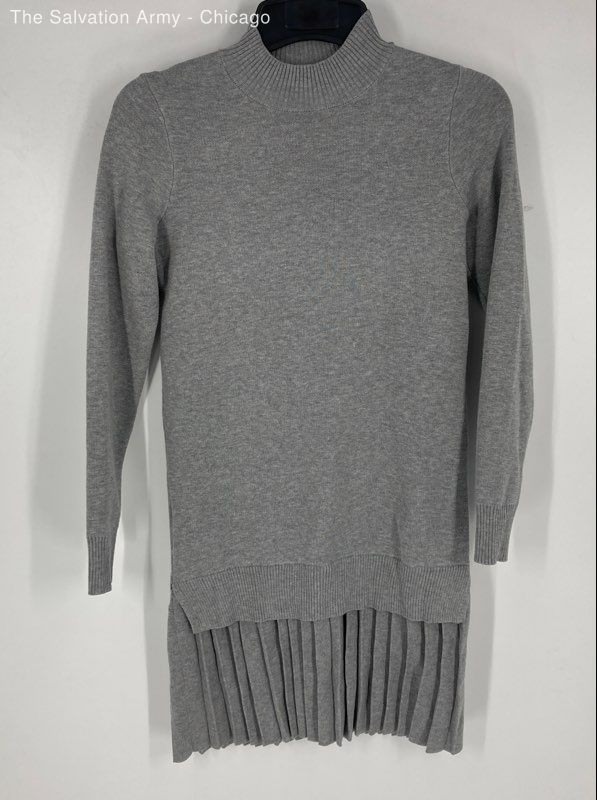 Taylor Womens Gray Heather Mock Neck Long Sleeve Sweater Dress Size Small
