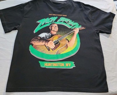 Official 2025 Zach Bryan Tour T-Shirt Huntington WV Black Cotton