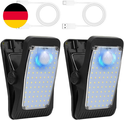 Solarlampen Für Außen Mit Bewegungsmelder, 2 Stück Clip-On Solarleuchte Beleucht