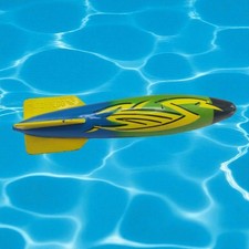 Swimways Toypedo Gliding Underwater Pool Toy 10" Green Blue Yellow 2011 Used
