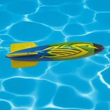Swimways Toypedo Gliding Underwater Pool Toy 10" Green Blue Yellow 2011 Used