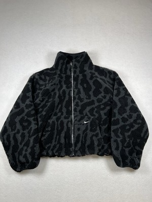 Nike Womens High Pile Cheetah Fleece Jacket Oversized Size XL