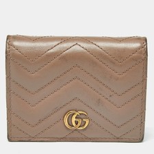 Gucci Beige Matelasse Leather GG Marmont Card Case