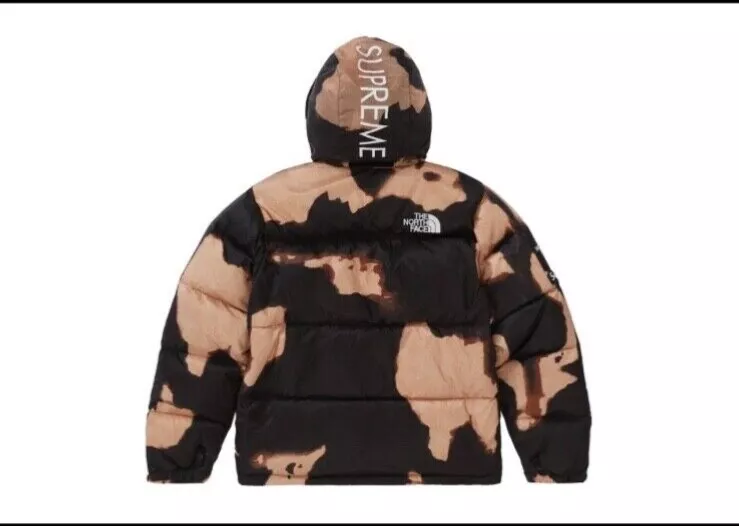 Supreme the north face bleached denim print nuptse jacket size