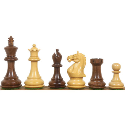 3,75 ''Queens Gambit Staunton Chess Pieces Only Set - Weighted Golden Rosewood