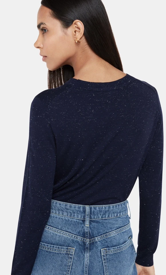 Suéter de manga larga Whistles Annie Sparkle para mujer talla 6 azul marino cuello redondo Foto 4 de 4