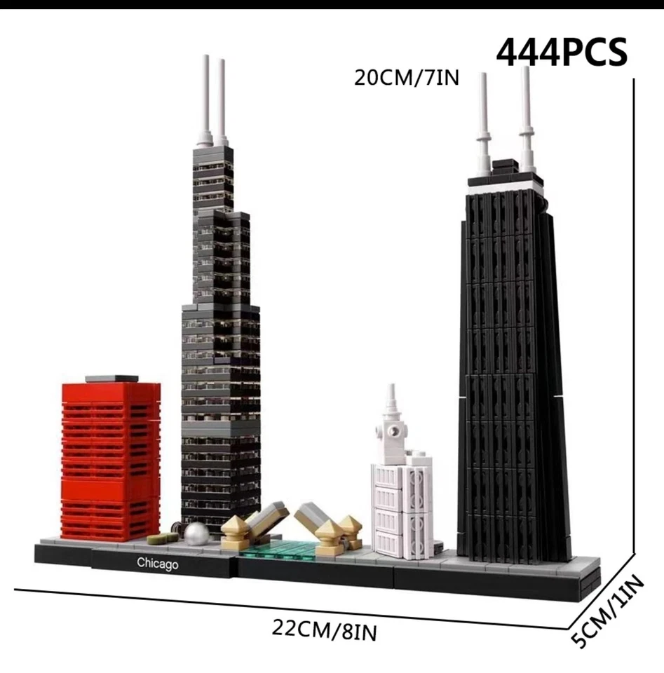 Architecture Skylines Chicago | 444 Pcs, New 100% Complete Set, READ DESCRIPTION - Image 4 of 4
