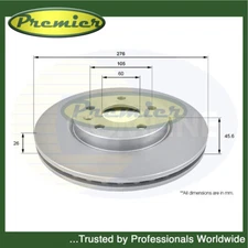 Premier Front Brake Disc Fits Vauxhall Astra 2009-2015 + Other Models #1