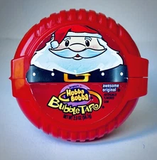 Vintage 2009 Hubba Bubba BUBBLE TAPE Gum Container candy 3” Amurol SANTA CLAUS