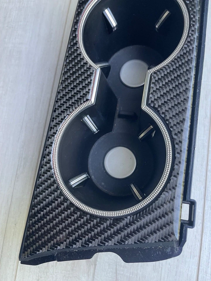 Cubierta portavasos interior de fibra de carbono Genesis G70 pieza de ajuste superposición genuina de 3M Foto 2 de 4