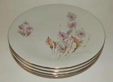 Set of 4 Mitterteich Bavaria Germany China Wild Flowers 7.75" Salad Plates