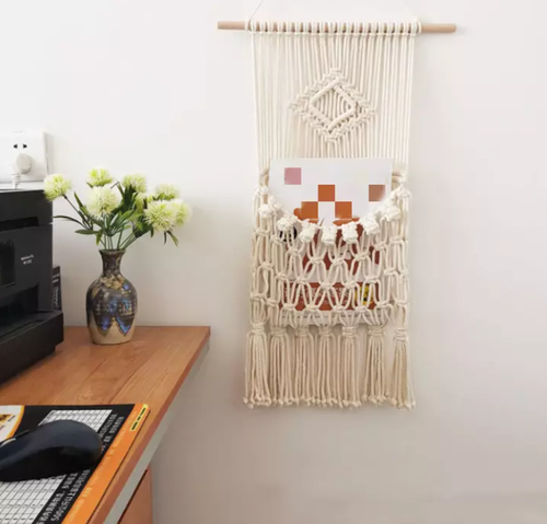 Macrame Hanging Floating Rope Shelf Wooden Storage Kitchen Wall Boho Decor Gift - Picture 6 of 11
