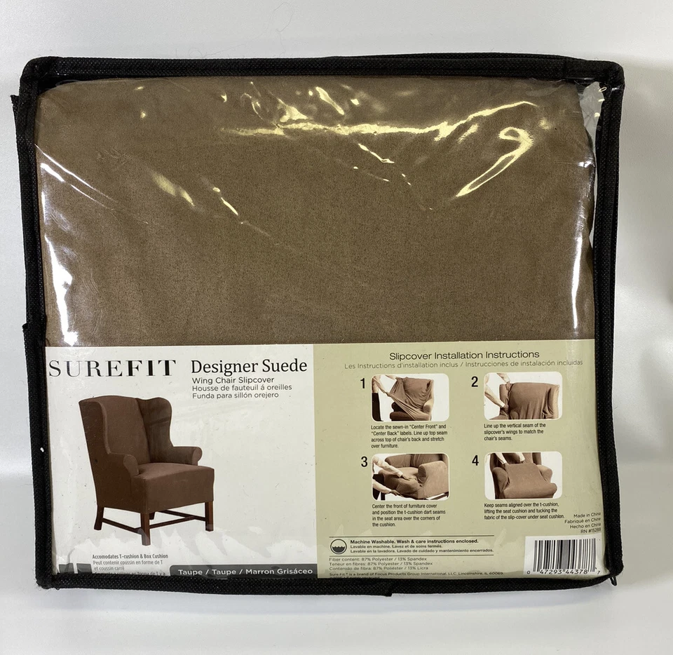 Sure Fit Stretch Universal Fit - Funda para silla de ala - Taupe se adapta a silla de 26”-32” Foto 2 de 2