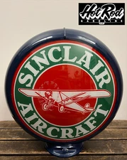 SINCLAIR AIRCRAFT Reproduction 13.5" Gas Pump Globe - (Dark Blue Body)