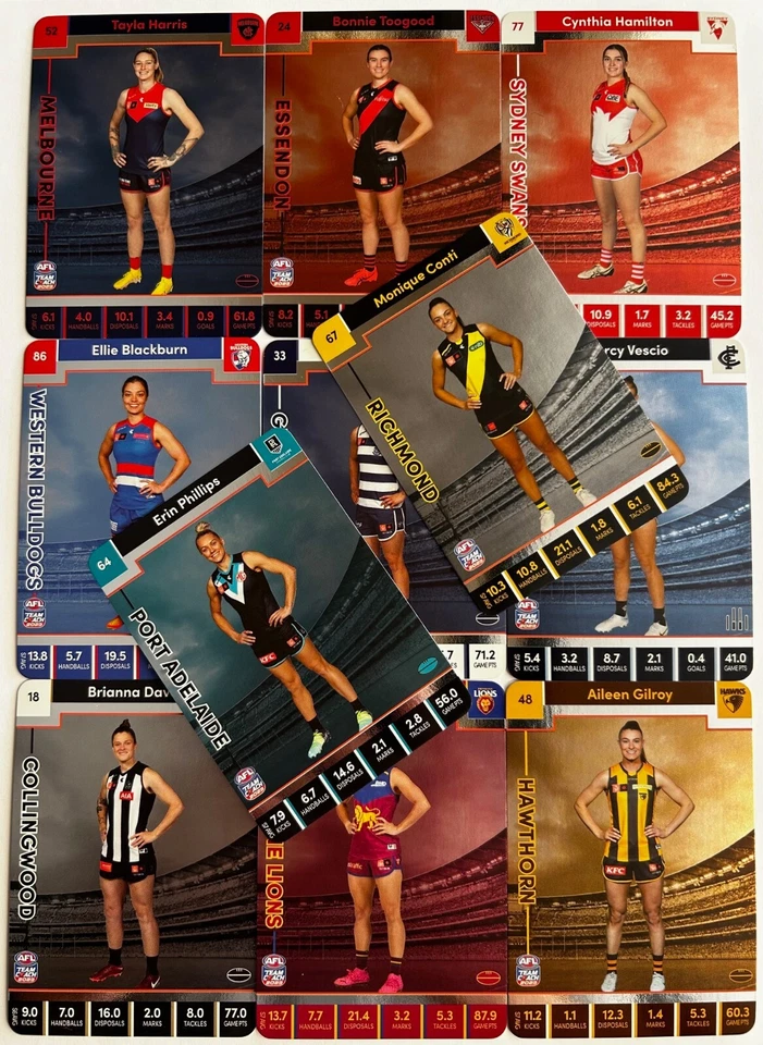 AFLW Teamcoach 2023 - SILVER PARALLEL COMMON CARDS Combined Shipping #1 - #90