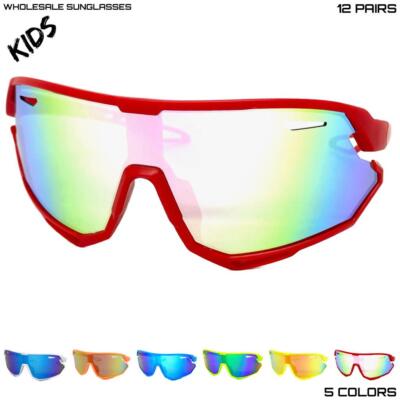 X-LOOP Eyewear Kids Sport Retro Wrap Shield Sonnenbrillen 12 Paare