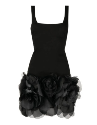 Cynthia Rowley Black 'Kourtney' Organza Flower Hem Mini