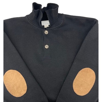 Jacobsons Tricots St Raphael Black Virgin Wool Elbow Patch Sweater Mens L