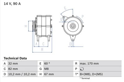 Lichtmaschine Generator Lima BOSCH 0 986 036 660 +72.03  Pfand für QUATTRO 90A 2