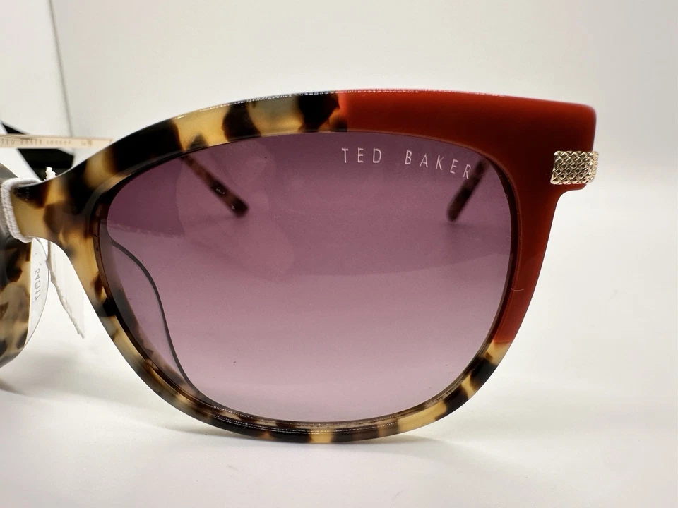 NOVO Óculos de Sol Ted Baker London Olho de Gato Armação Vermelha e Tartaruga Novo com Etiqueta $149 - Imagem 3 de 4