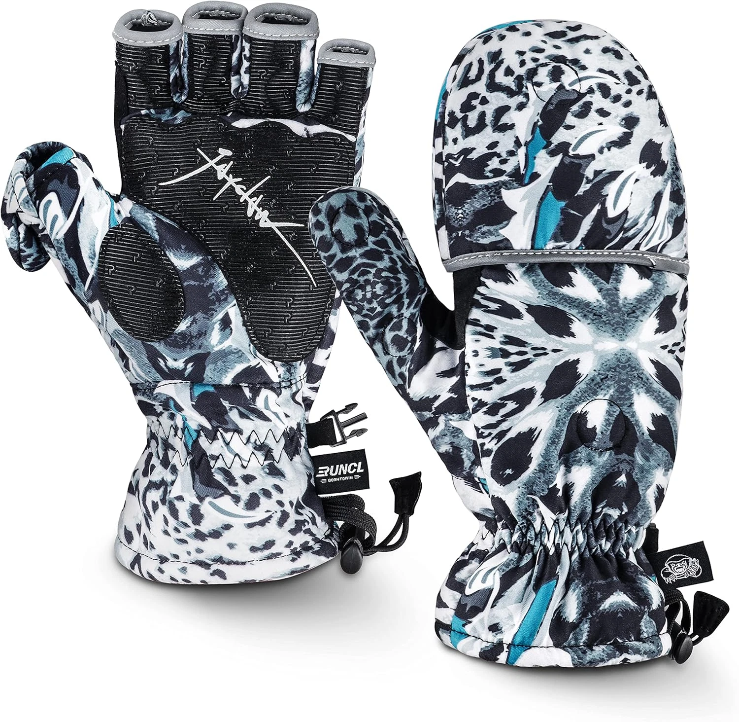 Ice Fishing Gloves Convertible Mittens Flip Fingerless Mittens with 3M Thinsulat