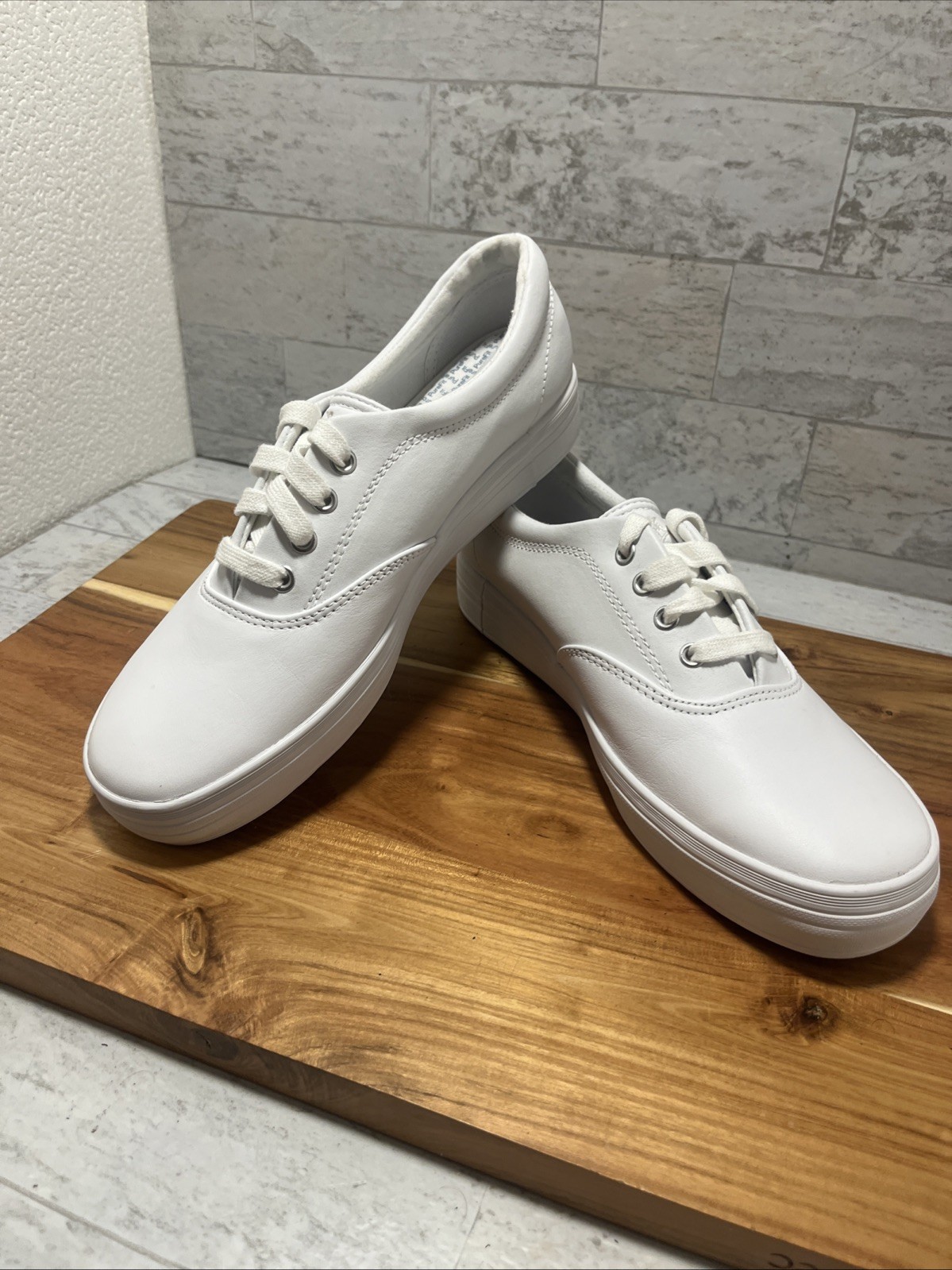 Keds Grasshopper White Leather Champion Shoes Sz 8.5 W Double Decker - NEW image 6