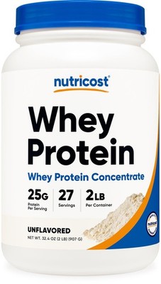 Whey Protein Concentrate Unflavored 2LB Gluten Free Non GMO Nutricost 2LBS