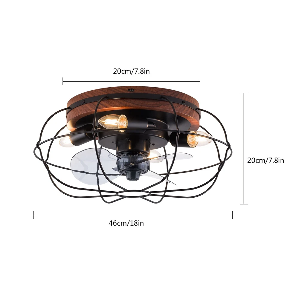 Industrial Caged Ceiling Fan 18 Inch with Light, Remote, 3 Speeds, Reversible - Image 4 of 4