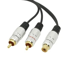 RCA Y-Adapter Audio Cable,Premium Aluminium Alloy Single RCA Female to 2 Dual Ma