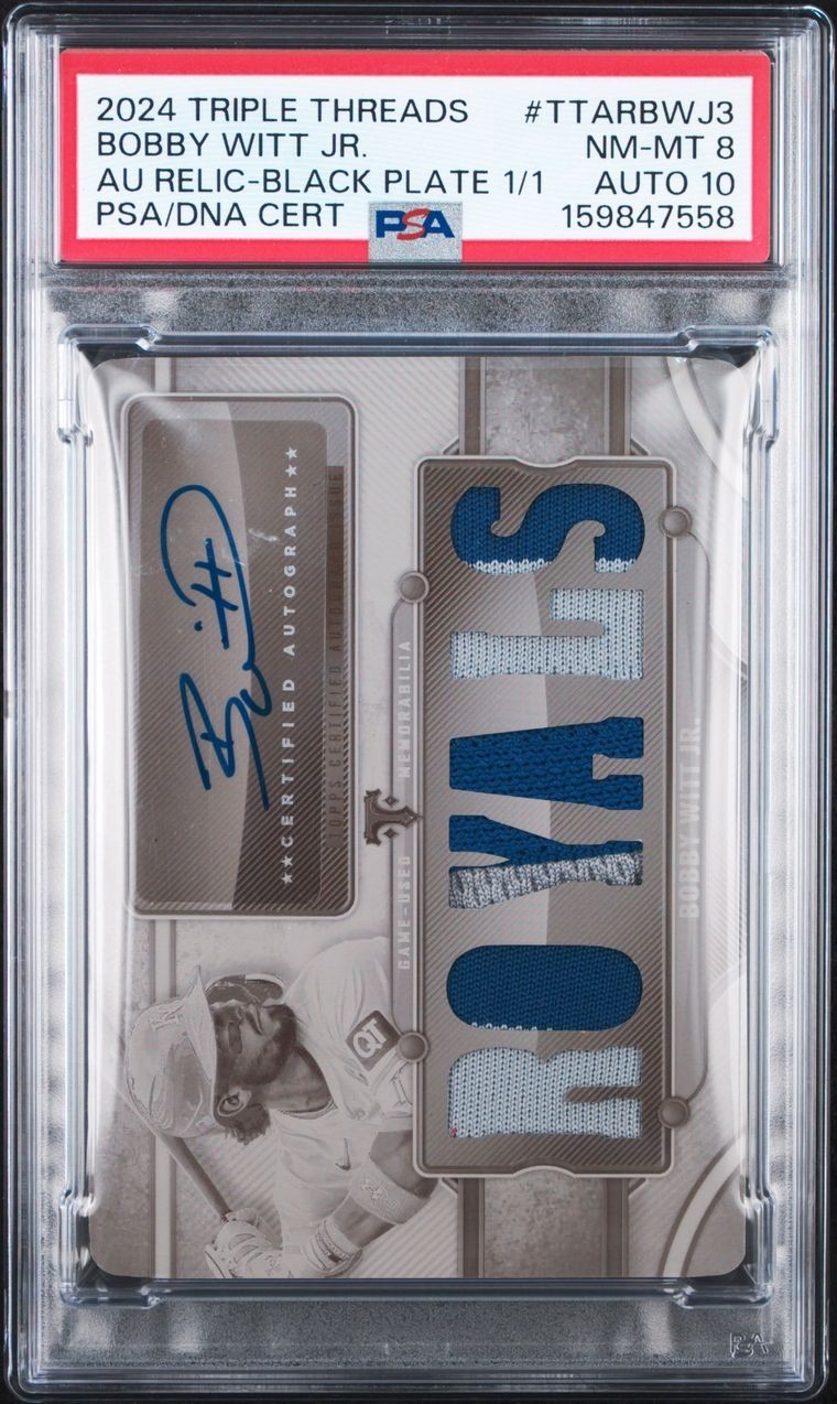 2024 Topps Triple Threads Auto Relics Bobby Witt Jr. TTAR-BWJ3 1/1 SUPERFRACTOR view 1