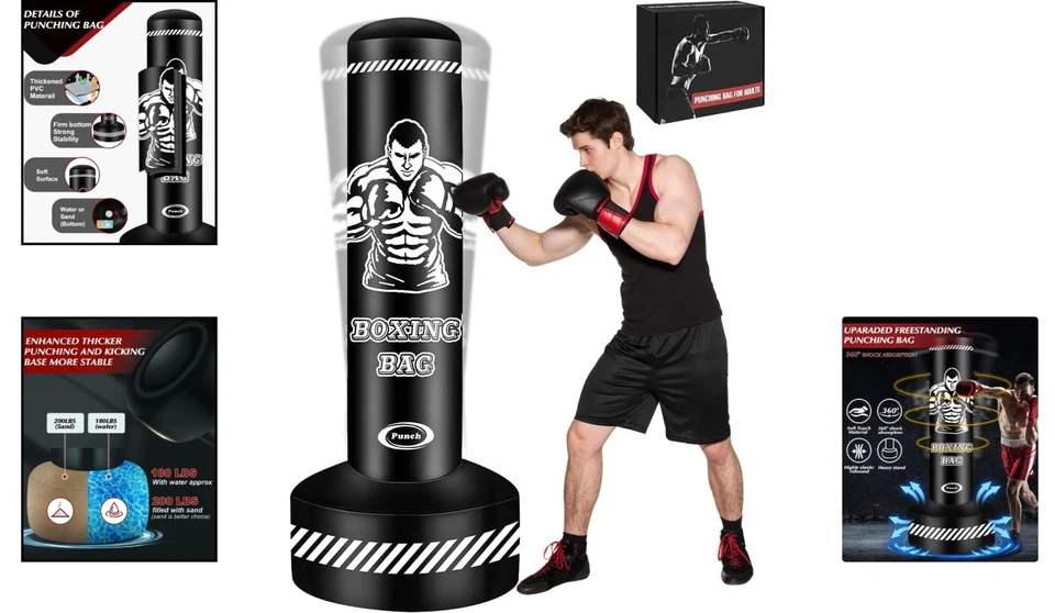 Standboxsack aufblasbar Erwachsene, 180cm, stabil, für Muay Thai, Kickboxen - Bild 2 von 4