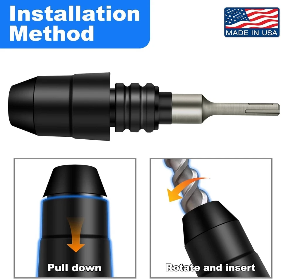 Адаптер SDS-Plus на SDS-Max для роторных молотков - длина 8-1/4 дюйма черный сплав - Изображение 4 из 4