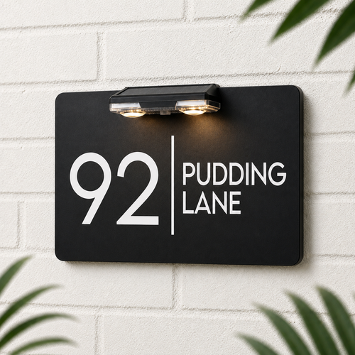 House Number Plaques Door Personalised House Signs Bright LED Solar 9 Light Mode - Picture 18 of 26