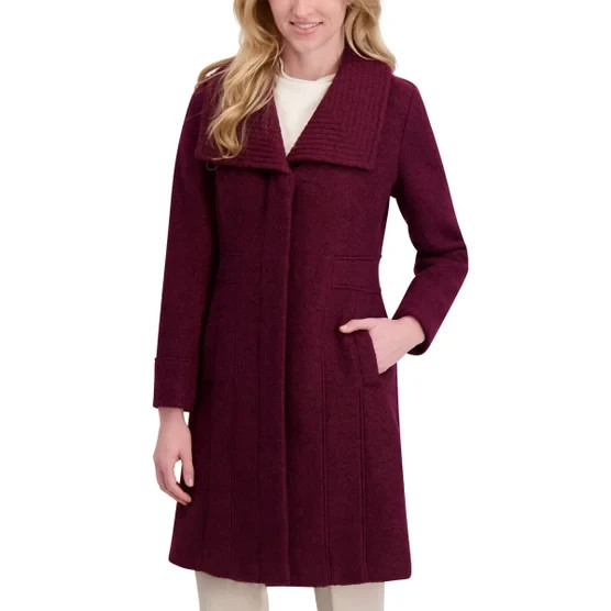 Kenneth Cole Women's Wool Blend Coat , Size M Dark Red 1G2733