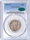 1927-S STANDING LIBERTY QUARTER PCGS VF20 CAC KEY DATE