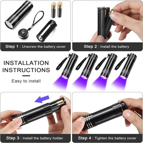 Confezione da 2 Torce UV Blacklight - Portatile 395nm Luce Portatile Rilevamento Macchie - Foto 6 di 9