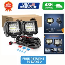 Nilight 60W LED Light Bar Pods 2-Pack 4in Spot Flood Combo 12V ZH302