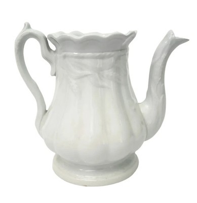 Antique White Ironstone Teapot Ceres Wheat & Rope Burgess & Goddard No Lid
