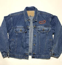 Vintage Bugle Boy Jacket Boys/Womens Medium Denim  Trucker Patch Embroidered 90s