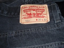 550 LEVI Black Jeans  W 30 L 32  Relaxed Fit Straight Leg Zipper Fly Pre-Owned