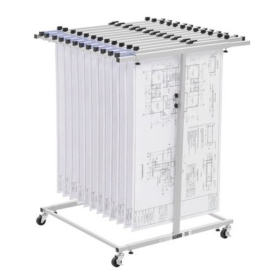 Blueprint Storage Rack, Steel, Mobile Adjustable Blueprint Holder, Vertical Draw