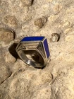 Vintage Native American Sterling Silver Lapis Azuli Art Deco Style Ring Sz. 6.75