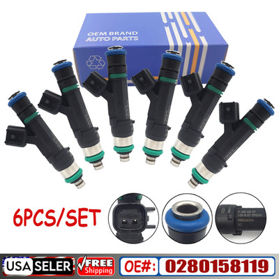 Set 6 Fuel Injector 0280158119 For Jeep Dodge Wrangler Chrysler 3.3L 3.8L