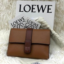 LOEWE Anagram Vertical Small Wallet Calfskin Silver Hardware Authentic