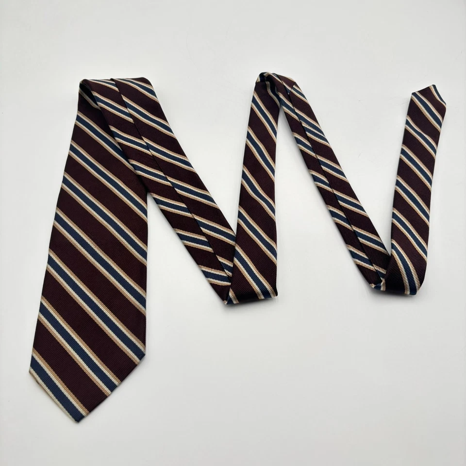 VTG Kenneth Gordon Toggery Shop Silk Tie Necktie Brown Blue Regimental Repp 54x3 - Image 4 of 4